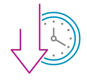 Clock and downward arrow illustrate approximately 1 hour per day reduction in “off” time shown in NOURIANZ clinical studies