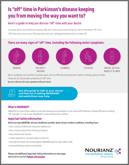 Download the Doctor Discussion Guide brochure for people living with Parkinson’s disease