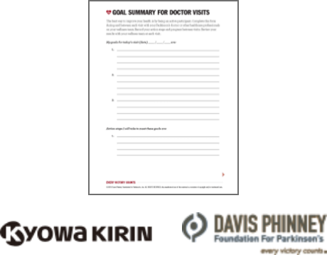 Download the Kyowa Kirin and Davis Phinney Foundation Goal Summary for Doctor Visits